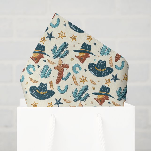 Cool Country Western cowboy tiled Tissue Paper (Gift Bag)