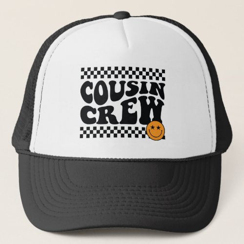 Cool Cousin Crew Retro Checkered Family Matching Trucker Hat