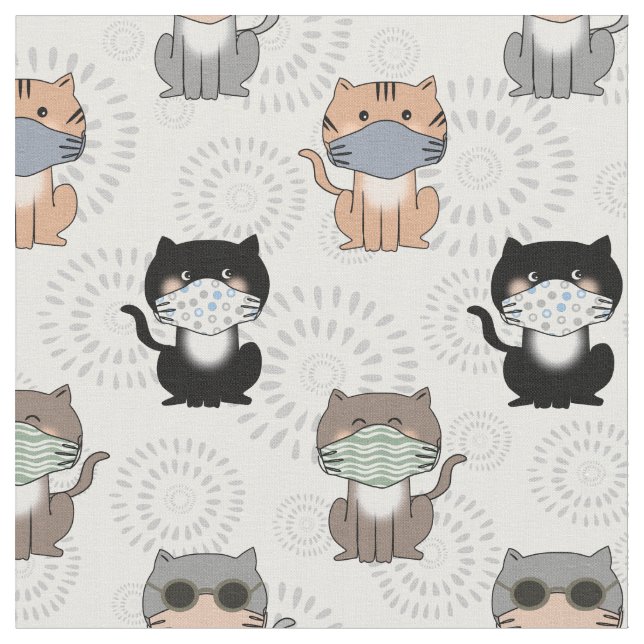 Cool covid cats fabric for face masks (Close Up)