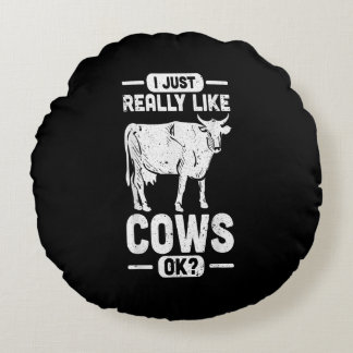 Cool Cow Animal Idea| Funny Cow Lover Gift Round Pillow