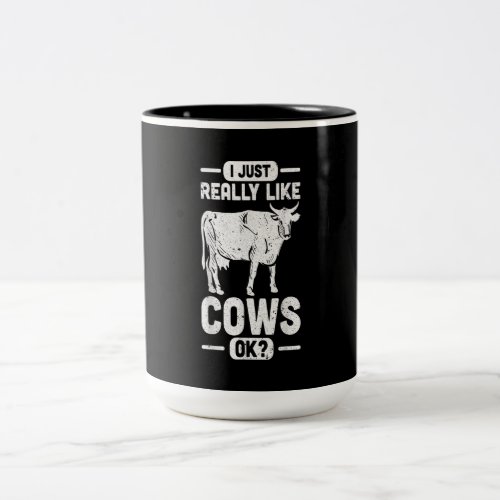 Cool Cow Animal Idea Funny Cow Lover Gift Two_Tone Coffee Mug