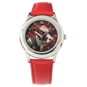 Cool Cow Funny Cow with Sunglasses Farmhouse Watch