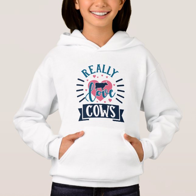 cool cow lovers word art hoodie (Front)