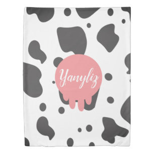 Cool Cow Print Name Monogrammed   Duvet Cover