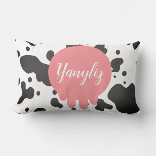 Cool Cow Print Name Monogrammed Lumbar Pillow