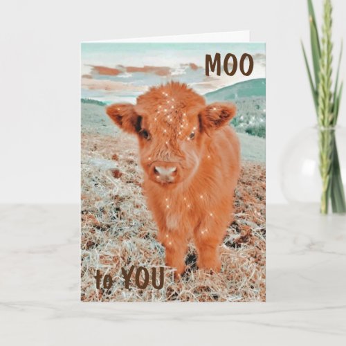 COOL COW SAY MOO TO YOU 14th BIRTHDAY Card