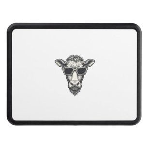 Cool Cow Sunglasses Vintage Engraving Vector Desig Hitch Cover