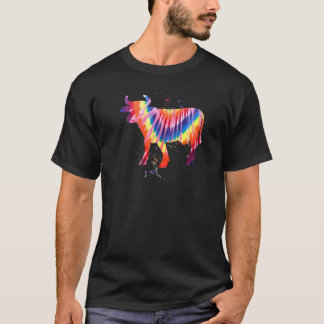 Cool Cow Tie Dye Retro Effect T-Shirt