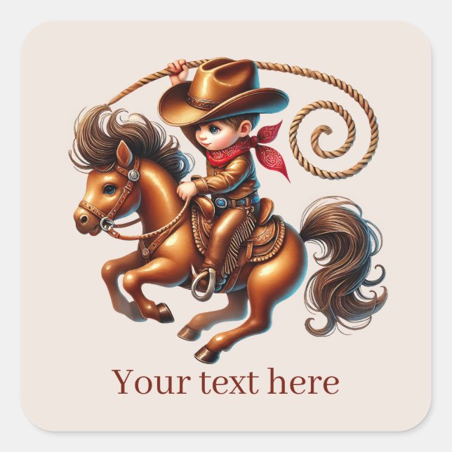Cool Cowboy add text  Square Sticker (Front)