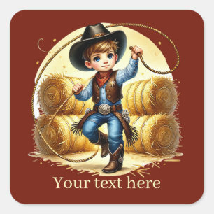 Cool Cowboy add text Square Sticker