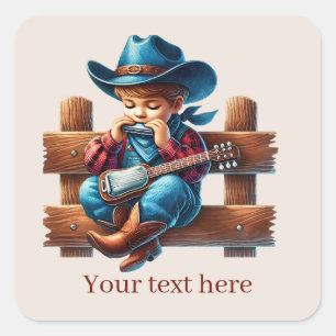 Cool Cowboy add text Square Sticker
