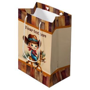 Cool cowboy boys Birthday party customizable Medium Gift Bag