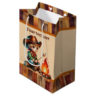 Cool cowboy boys Birthday party customizable Medium Gift Bag