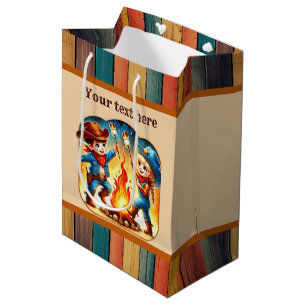 Cool cowboy boys girls Birthday party customizable Medium Gift Bag