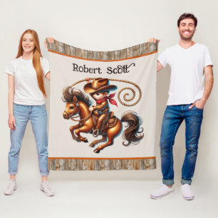 Cool cowboy lovers add name fleece blanket