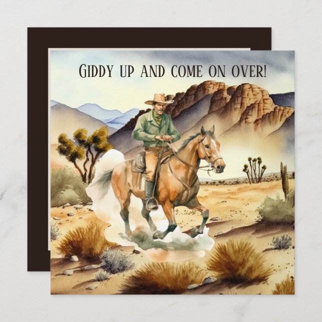 cool cowboy lovers Western party Invitation (Front/Back)