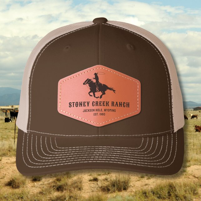 Cool Cowboy Ranch Country Western Party Custom  Leather Patch Hat (Creator Uploaded)
