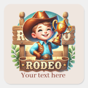 Cool Cowboy Rodeo add text Square Sticker