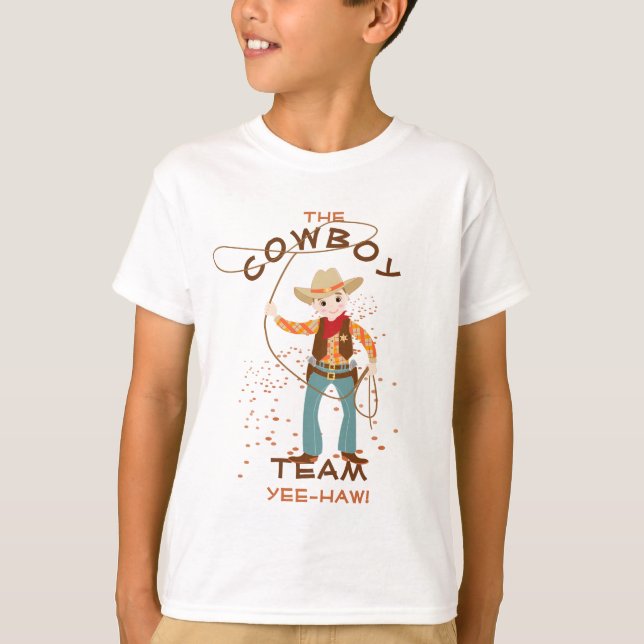 Cool cowboy with a lasso kids Birthday Party T-Shirt (Front)