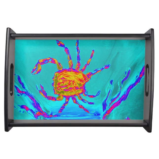 Cool Crab Nautical Seaside Serving Tray (Front)