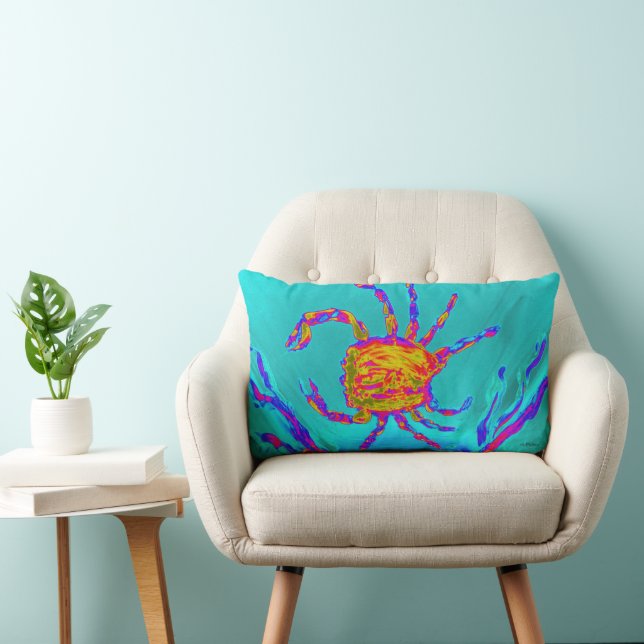 Cool Crab Seaside Lumbar Pillow (Chair)