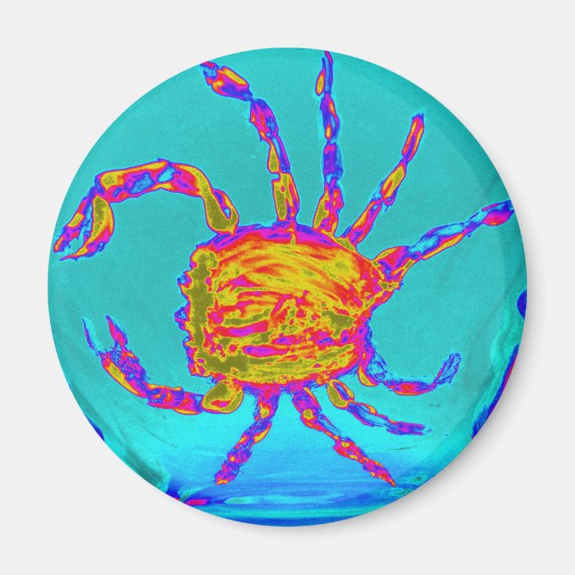 Cool Crab Turquoise Sea Animal Magnet (Front)