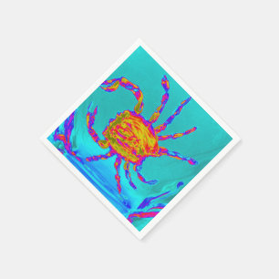 Cool Crab Undersea Seaside Painting Paper Napkins