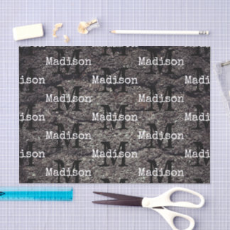 Cool Cracked asphalt road gray lines Monogram Tissue Paper