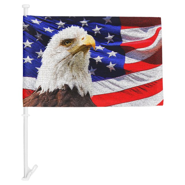 Cool Crackle look American Eagle Car Flag (Front)