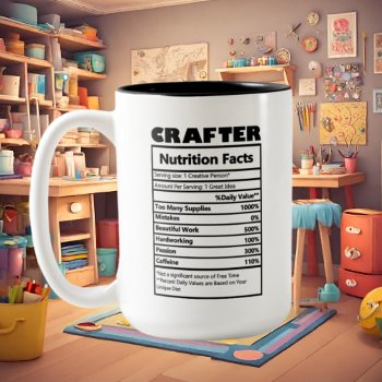 Cool Crafter Word Art Facts Two-tone Coffee Mug by DoodlesGifts at Zazzle