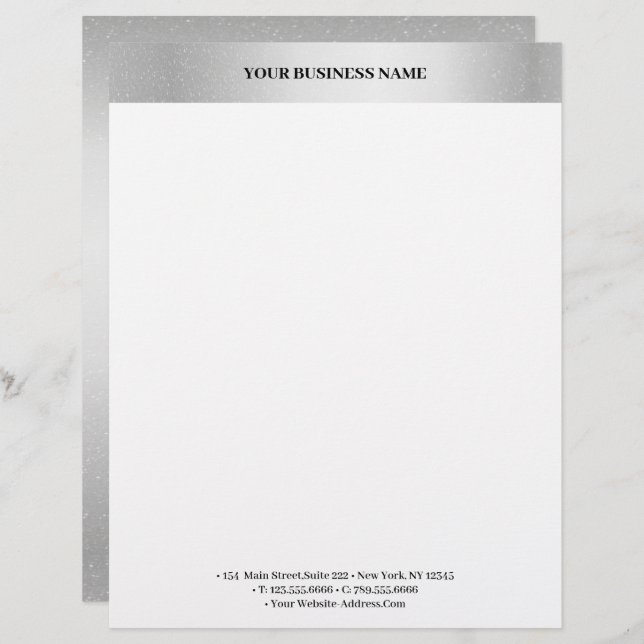 Cool Creative Metallic Silver Fancy  Letterhead (Front/Back)