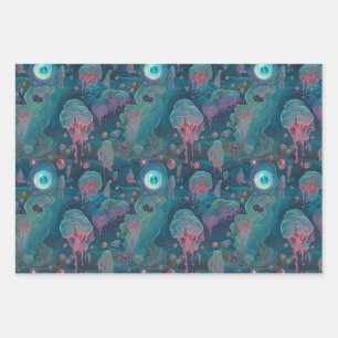 Cool Creepy Horror Dripping Eye Monster Pattern Wrapping Paper Sheets