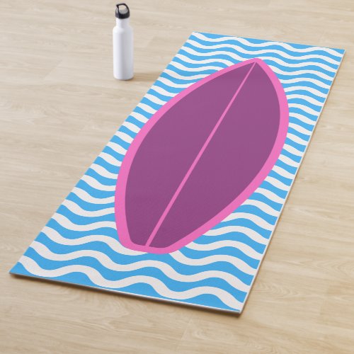 Cool Crimson Blue Waves Surfing Yoga Mat