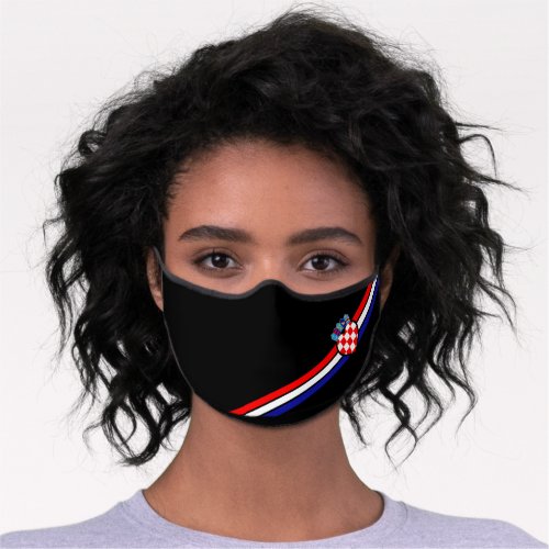 Cool Croatia Flag Croatian I Love Heart Stripes Premium Face Mask