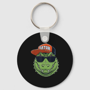 Cool Crocodile Animal Gator Graphic With Cap And S Keychain