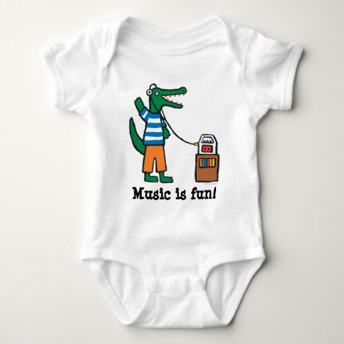 Cool Crocodile Listens to Music Baby Bodysuit