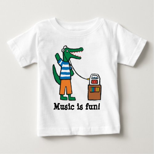 Cool Crocodile Listens to Music Baby T_Shirt