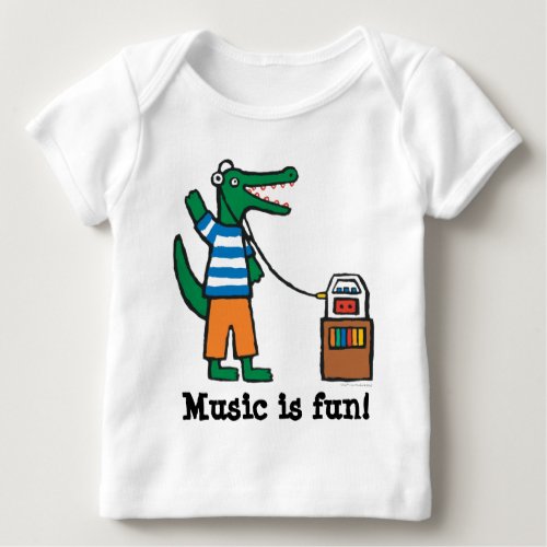 Cool Crocodile Listens to Music Baby T_Shirt