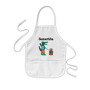 Cool Crocodile Listens to Music Kids' Apron