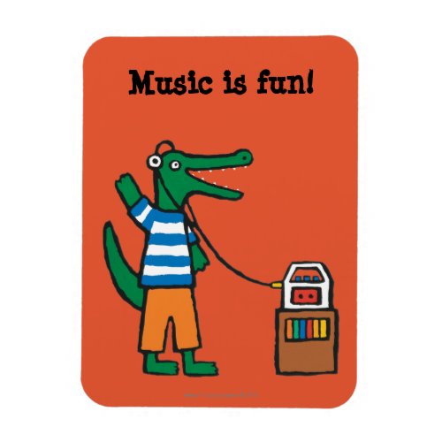 Cool Crocodile Listens to Music Magnet