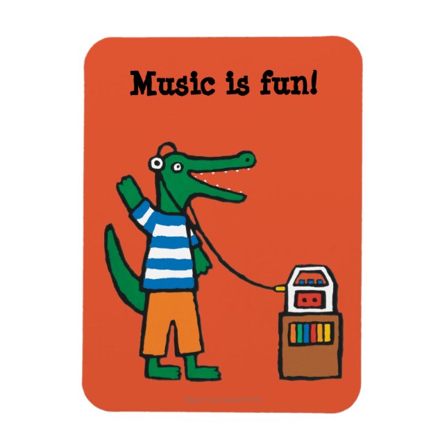 Cool Crocodile Listens to Music Magnet (Vertical)