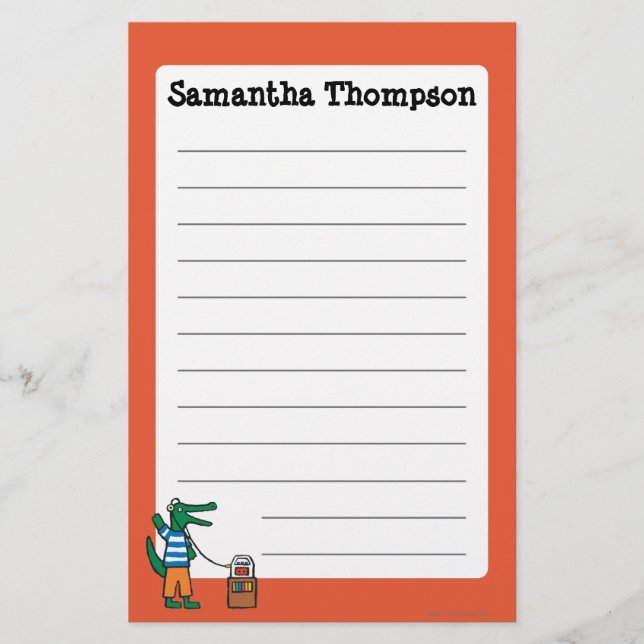 Cool Crocodile Listens to Music Stationery (Front)