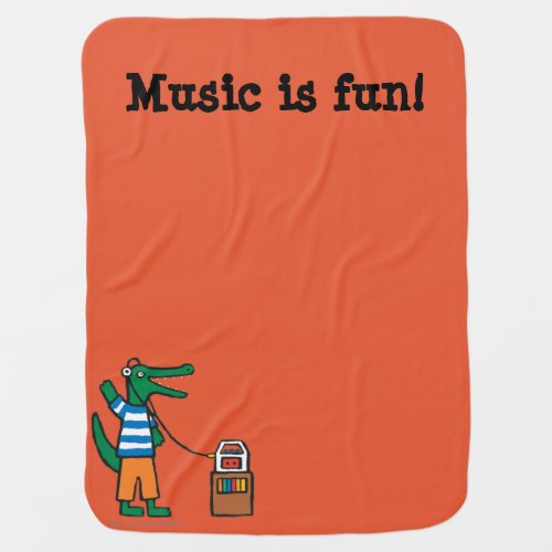 Cool Crocodile Listens to Music Swaddle Blanket