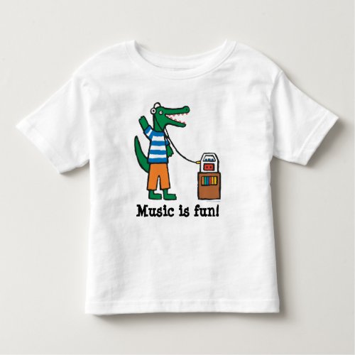 Cool Crocodile Listens to Music Toddler T_shirt