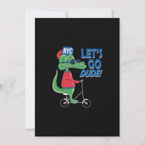 cool crocodile riding a bicycle vector design save the date