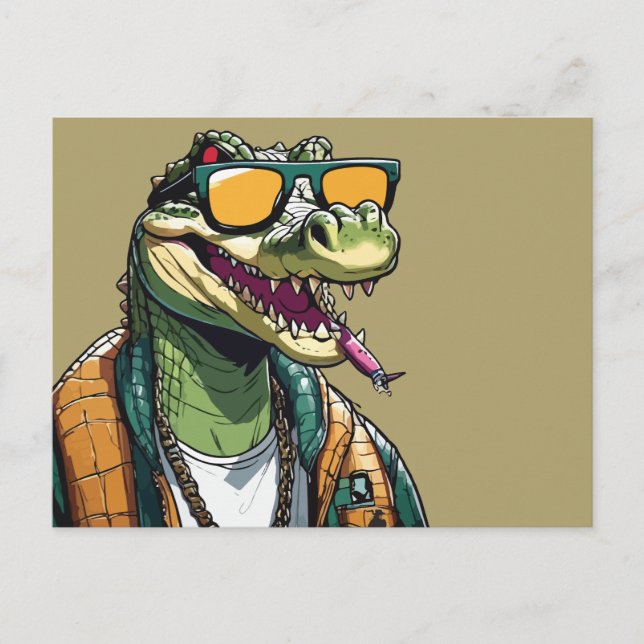 Cool crocodile with sunglasses postcard (Front)
