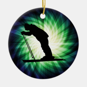Cool Cross Country Snow Ski Ceramic Ornament