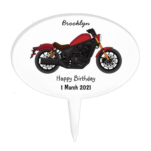 Cool cruiser style motorcycle  cake topper (Front)