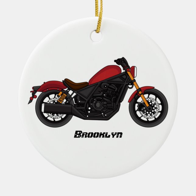 Cool cruiser style motorcycle ceramic ornament (Front)