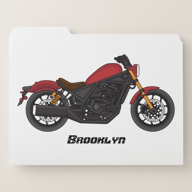 Cool cruiser style motorcycle file folder (Front Left)